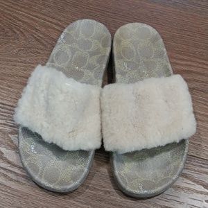 COACH SHEARLING SLIDES.  #5937